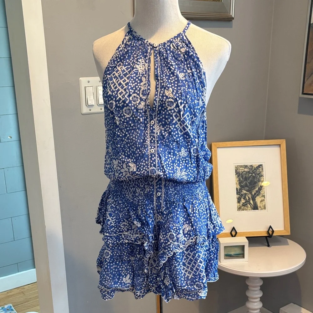 Poupette St. Barth Blue and‎ White Floral Dress